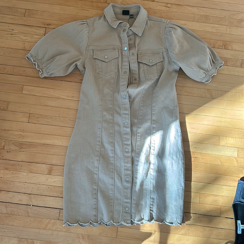 Vero Moda tan khaki brown denim dress